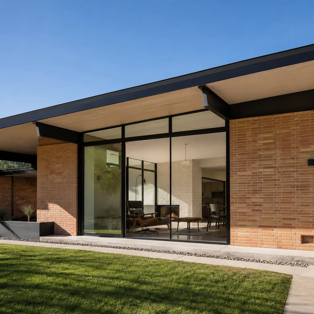 Modern home with floor to ceiling sliding glass door installation